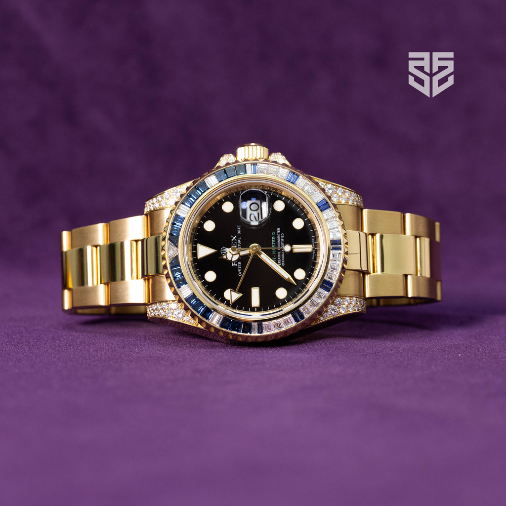 Rolex GMT Master 2 Yellow Gold Factory Diamond and Sapphire Bezel Ref: 116758SA 2008