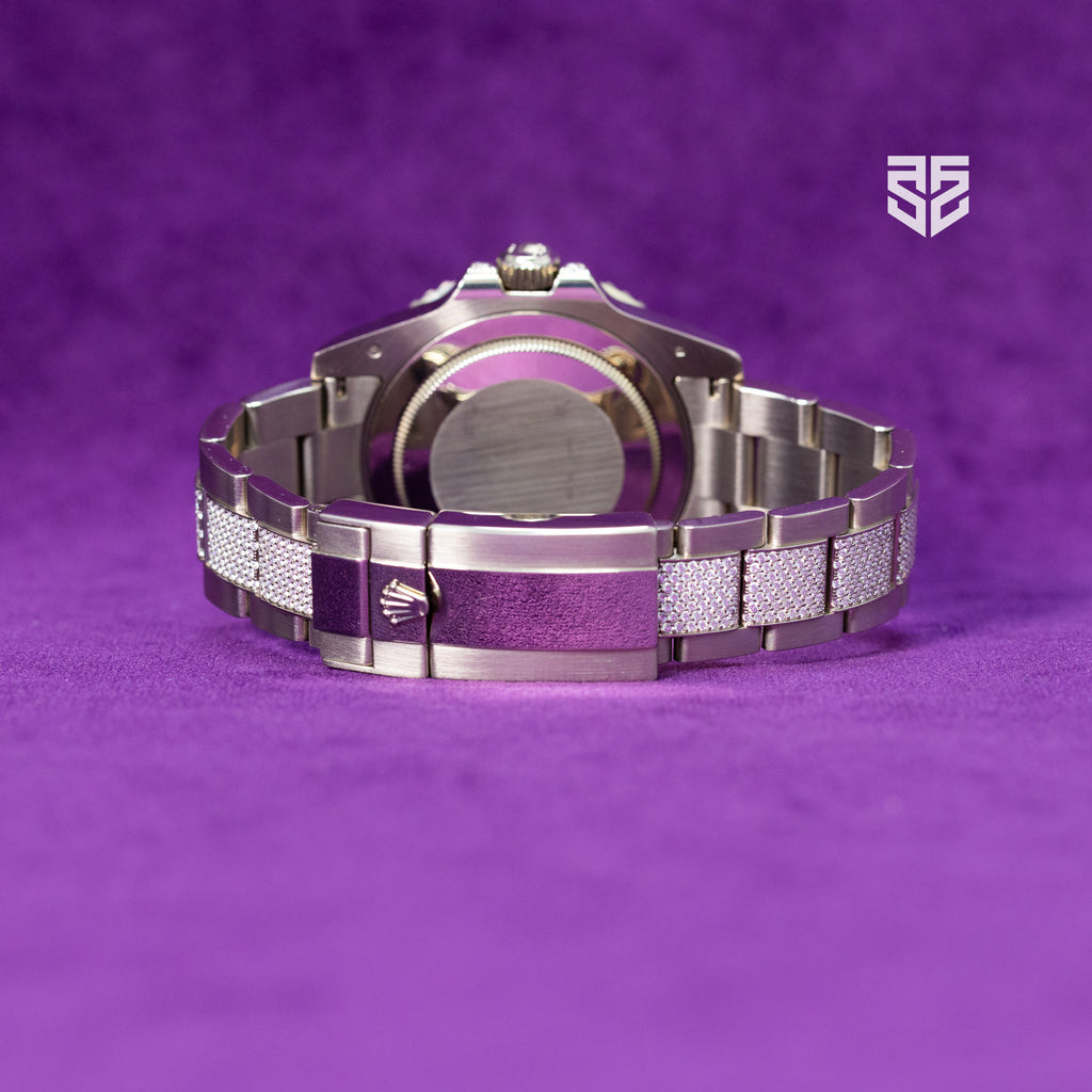 Rolex GMT Master 2 White Gold Factory Gemset Pave Bracelet Ref: 116759SN