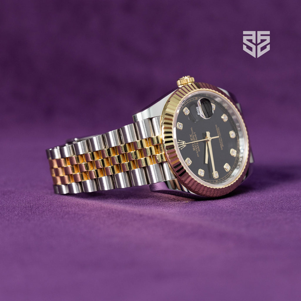 Rolex DateJust 41mm Yellow Gold Two Tone Black Diamond Dial Ref: 126333 2023