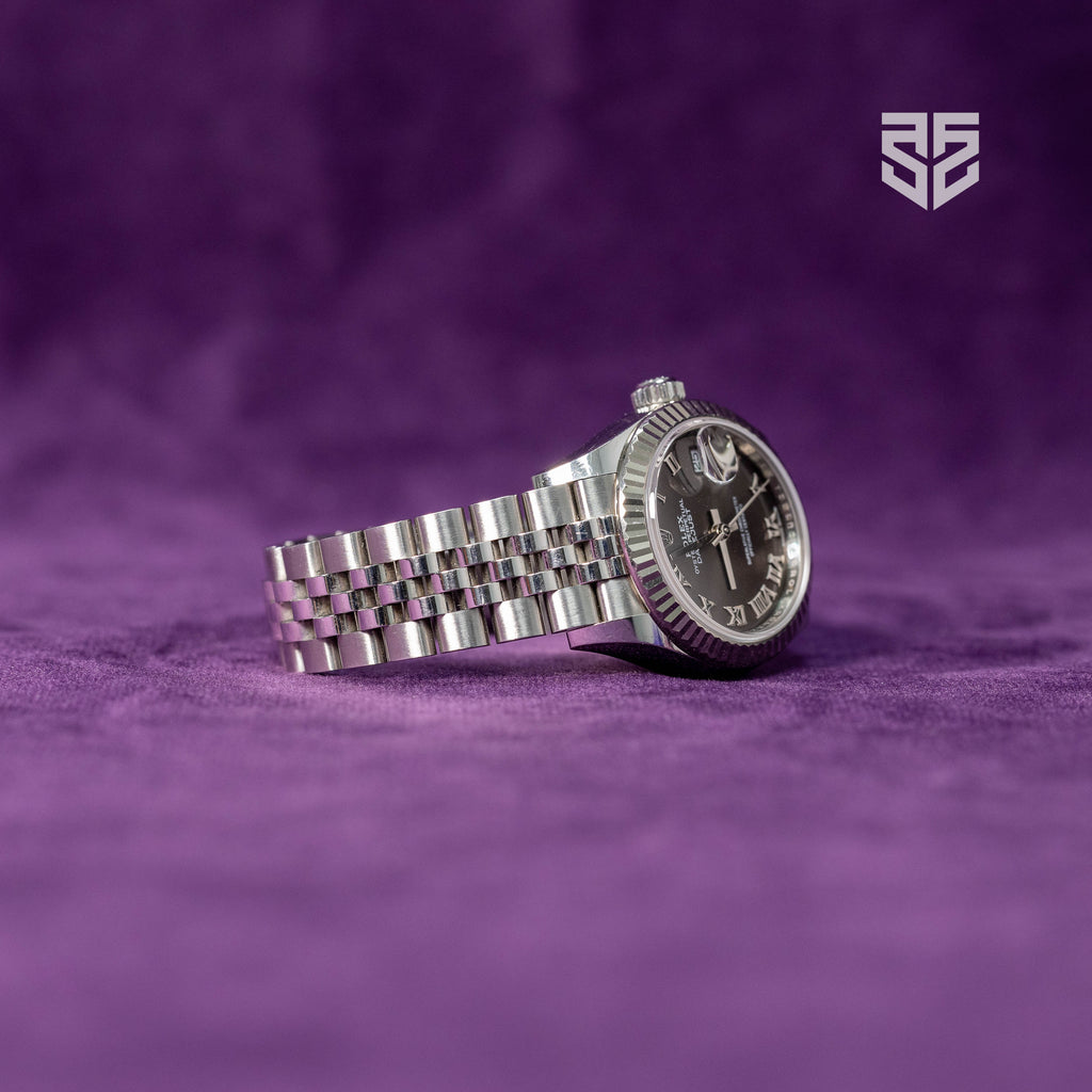 Rolex Lady DateJust 28mm Steel with Rhodium Roman Dial Ref: 279174