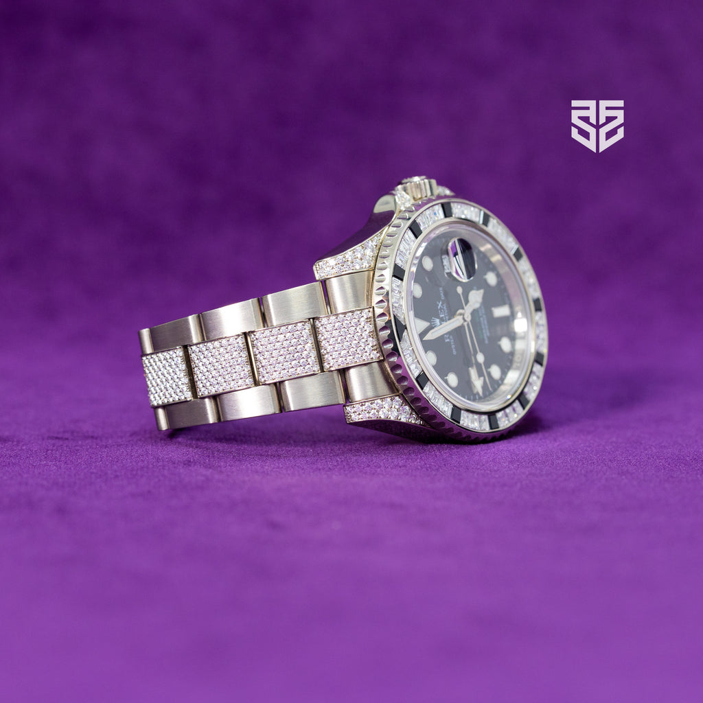 Rolex GMT Master 2 White Gold Factory Gemset Pave Bracelet Ref: 116759SN