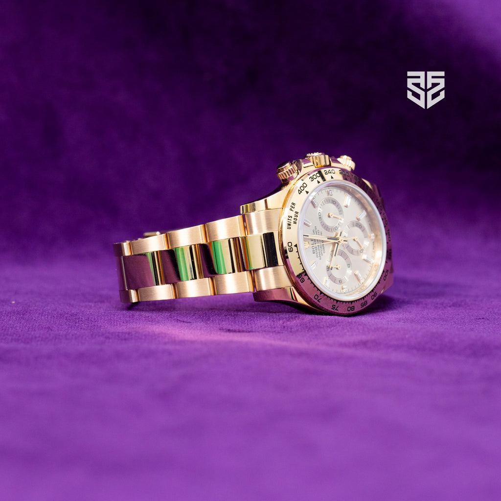 Rolex Daytona Rose Gold Sundust Baguette Diamond Dial Ref: 116505 2022