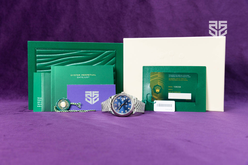 Rolex DateJust 41mm Fluted Bezel Jubilee Bracelet Blue Diamond Dial Ref: 126334 2022