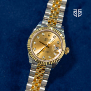 Rolex Lady DateJust 28mm Champagne Diamond Dial Ref: 279173 2025