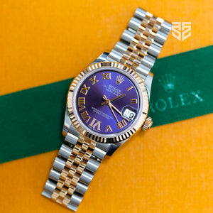 Rolex DateJust 31mm Rose Gold Two Tone Purple Diamond Dial Ref: 278271
