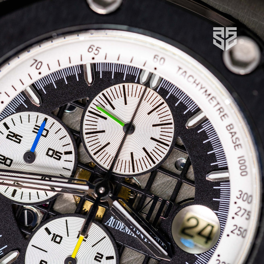 Audemars Piguet Royal Oak Offshore Rubens Barrichello II 26078IO 2007 dial detail — The Smiling Second, Melbourne