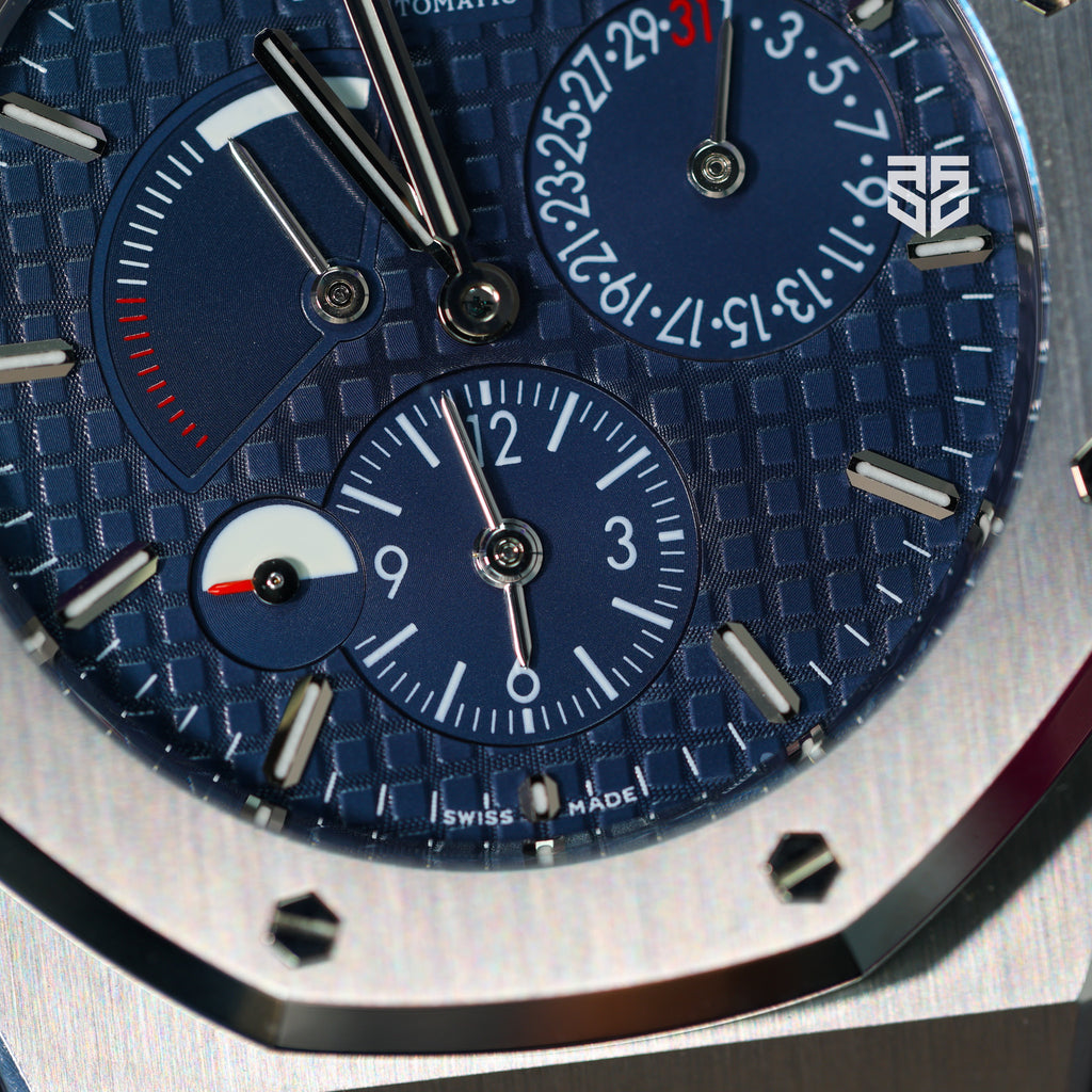 Audemars Piguet Royal Oak Dual Time 26120ST dial detail — The Smiling Second, Melbourne