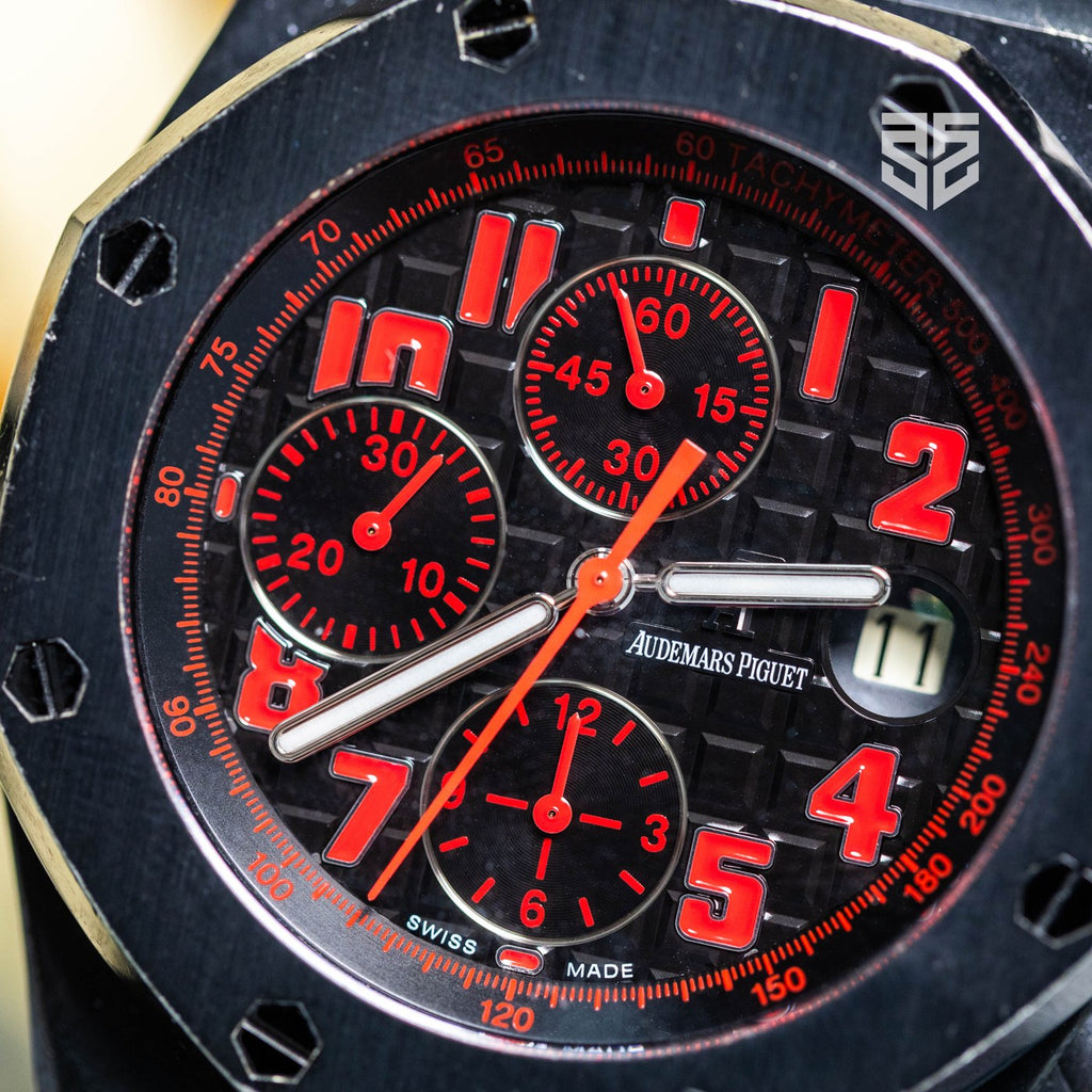 Audemars Piguet Royal Oak Offshore Las Vegas Strip 26186SN 2009 dial detail — The Smiling Second, Melbourne