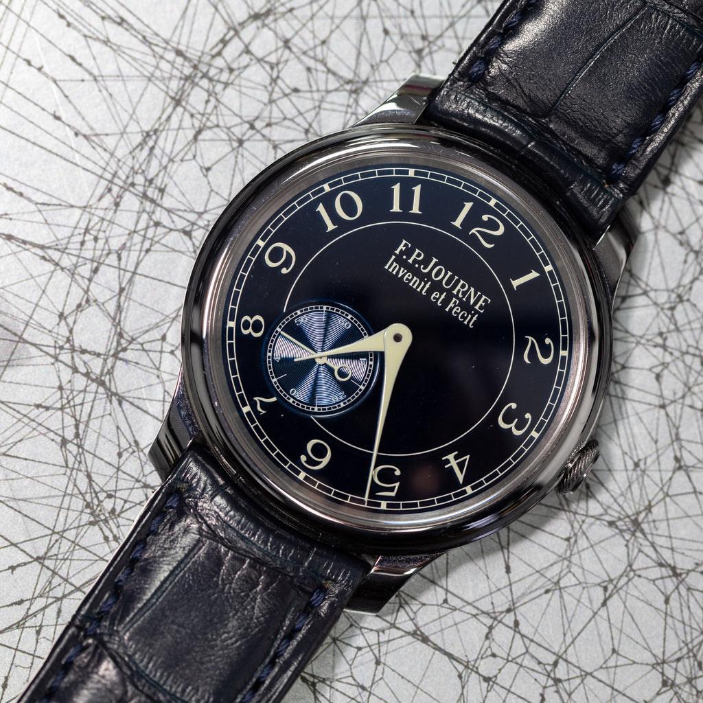 F.P. Journe Chronometre Bleu Tantalum 2018 detail — The Smiling Second, Melbourne