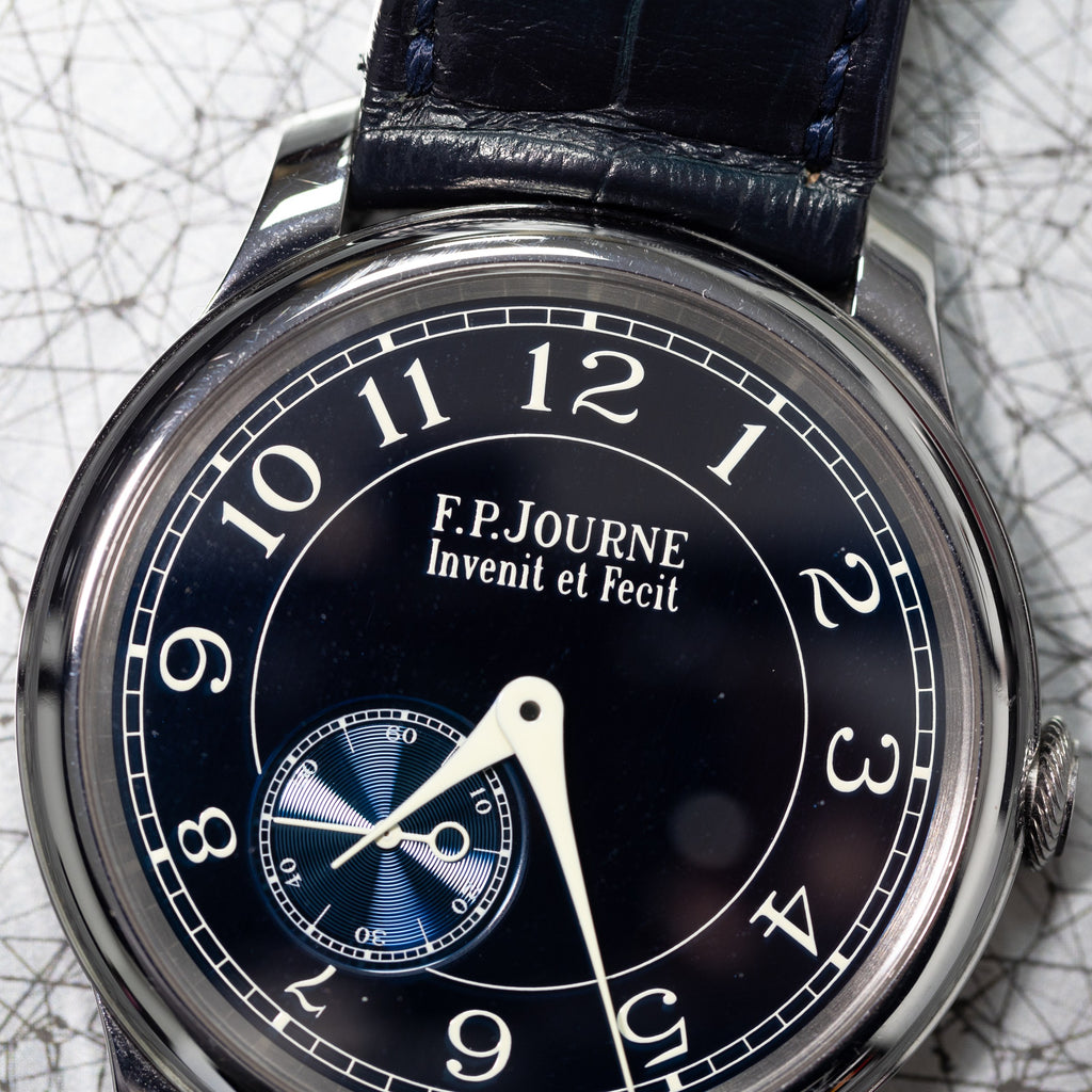 F.P. Journe Chronometre Bleu Tantalum 2018 detail — The Smiling Second, Melbourne