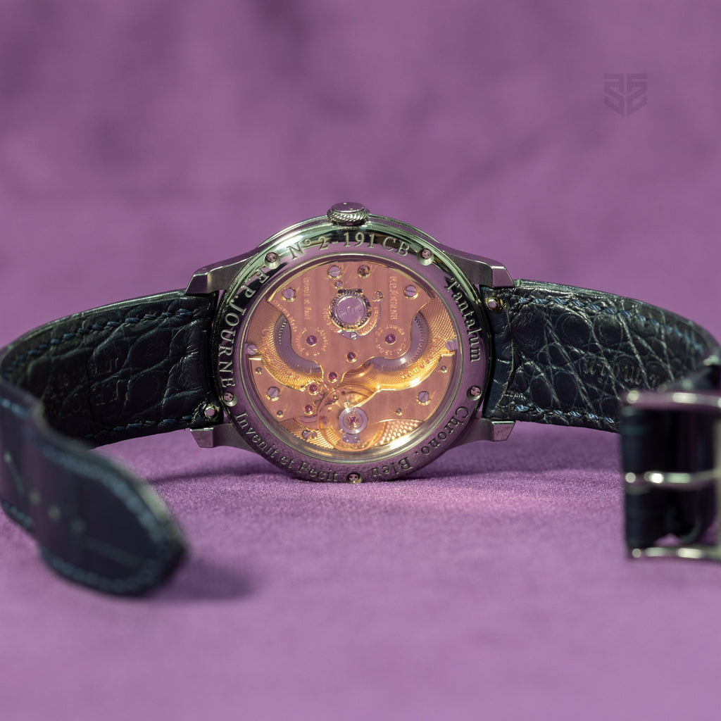 F.P. Journe Chronometre Bleu Tantalum 2018 detail — The Smiling Second, Melbourne