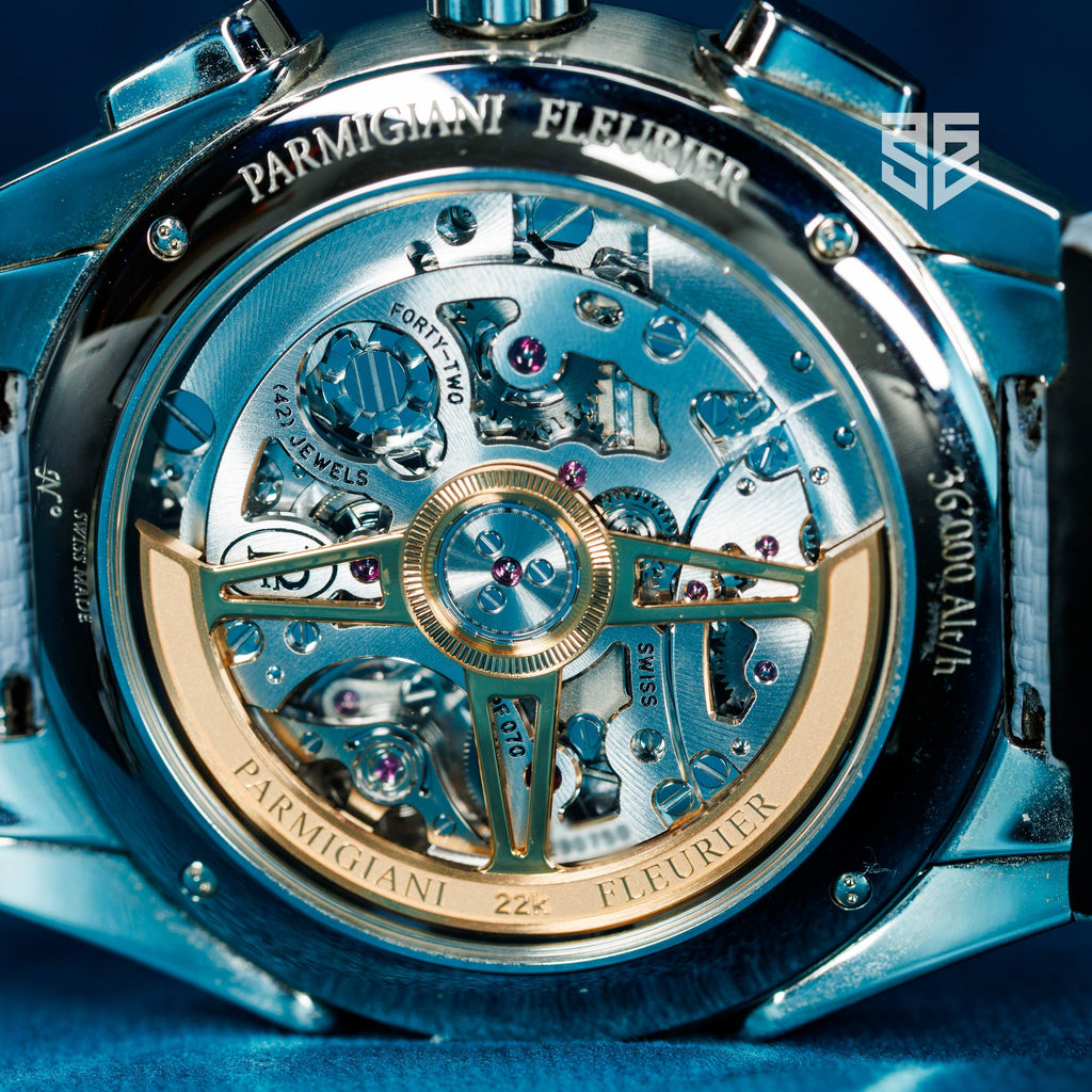 Parmigiani Tonda PF Sport Chronograph PFC931 2025 movement through the caseback — The Smiling Second, Melbourne