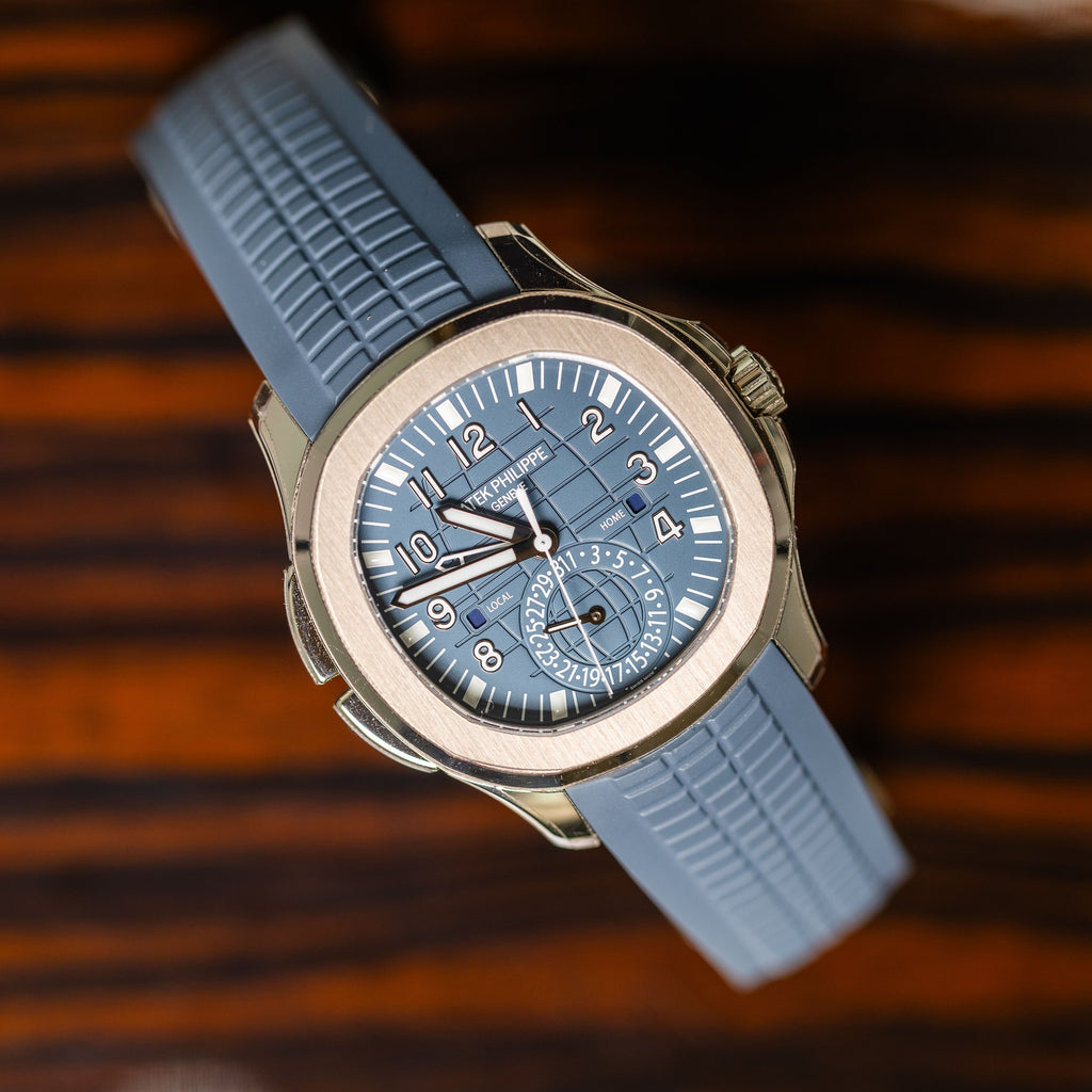 Patek Philippe Aquanaut Travel Time 5164G 2024 case profile — The Smiling Second, Melbourne