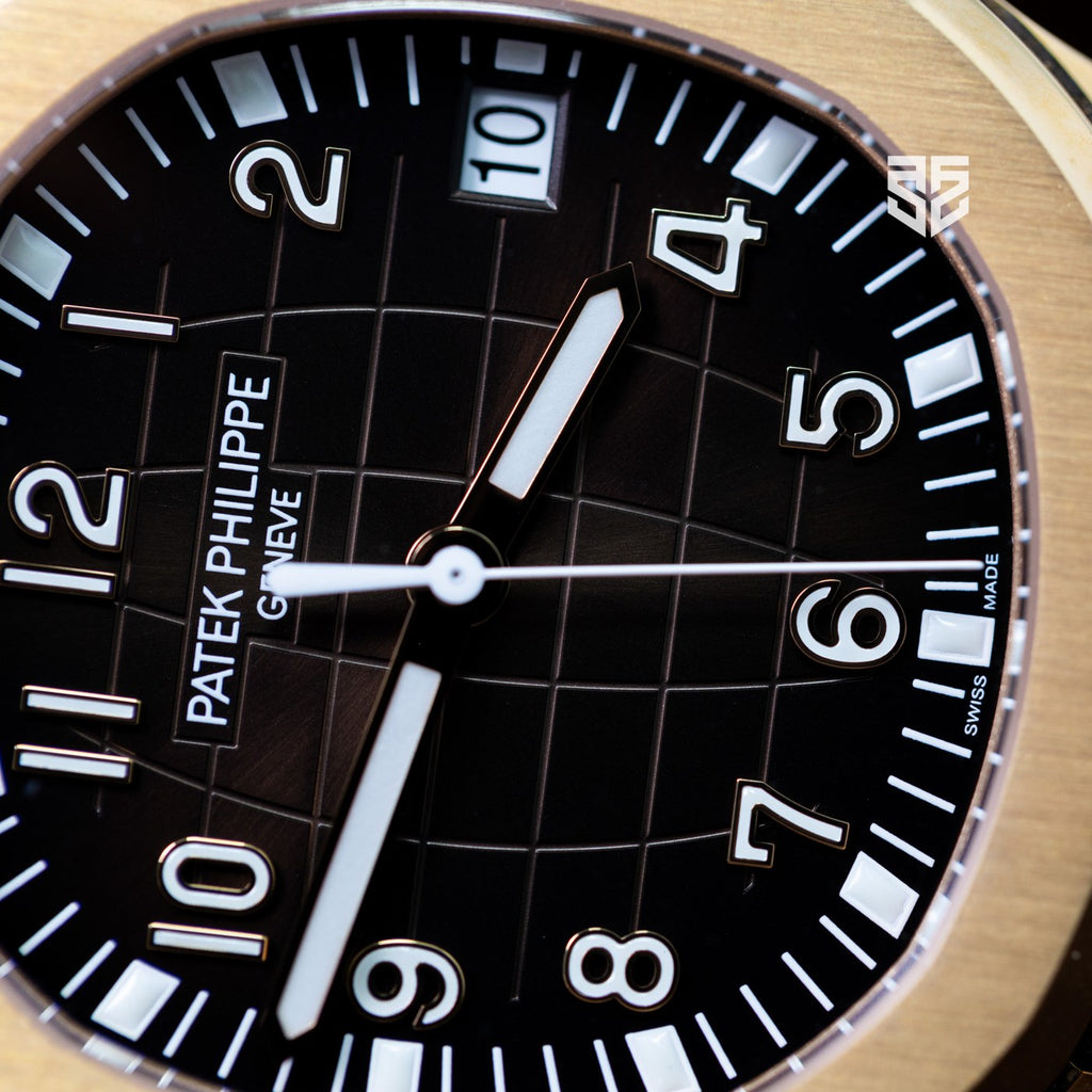 Patek Philippe Aquanaut 5167R dial detail — The Smiling Second, Melbourne