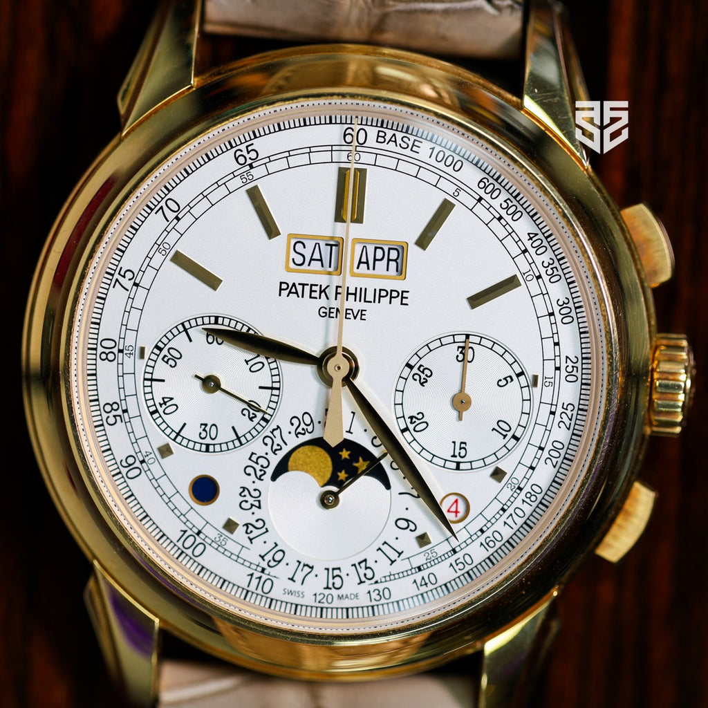 Patek Philippe Perpetual Calendar Chronograph 5270J dial detail — The Smiling Second, Melbourne