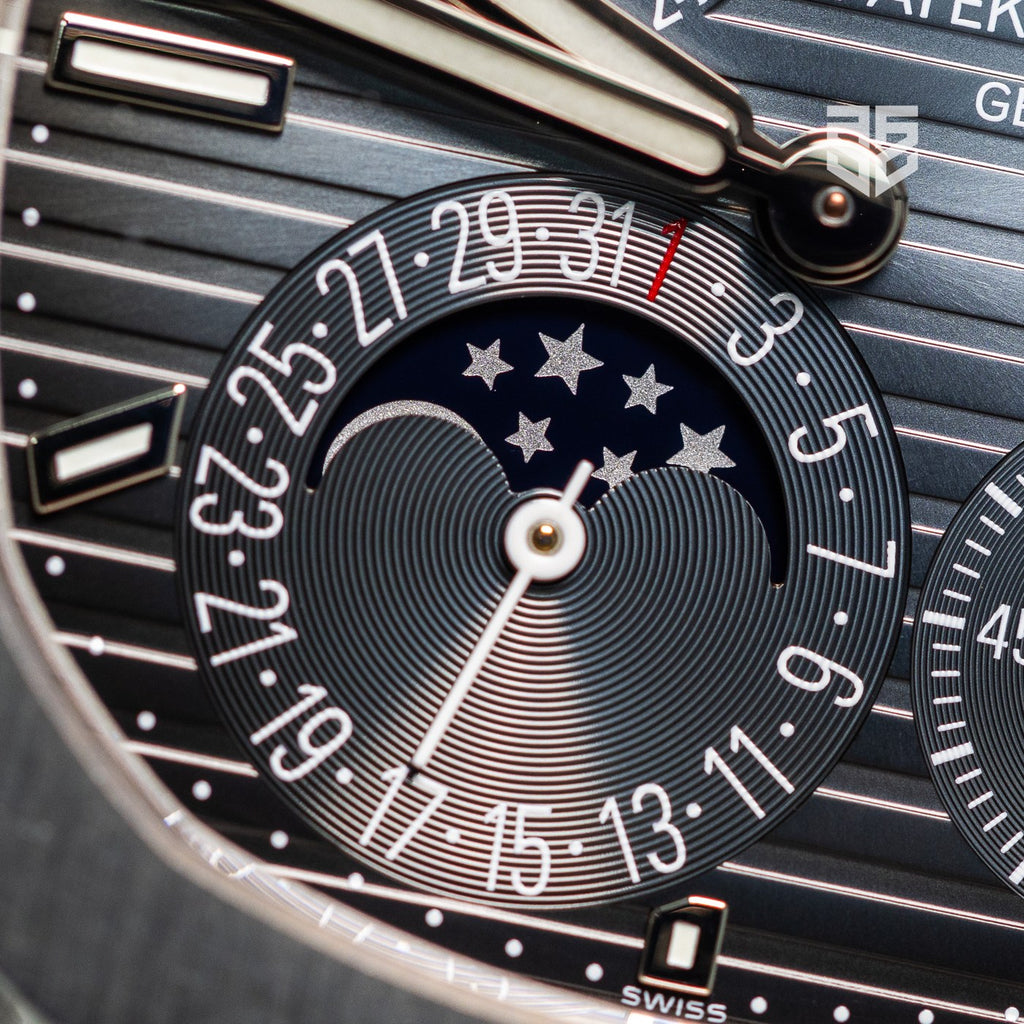 Patek Philippe Nautilus 5712/1A 2012 dial detail — The Smiling Second, Melbourne