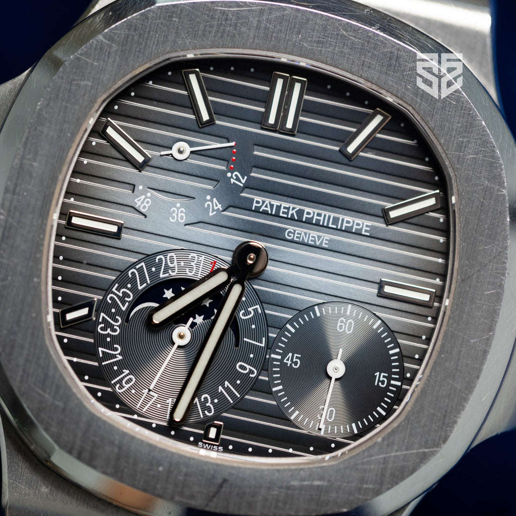 Patek Philippe Nautilus 5712 dial detail — The Smiling Second, Melbourne