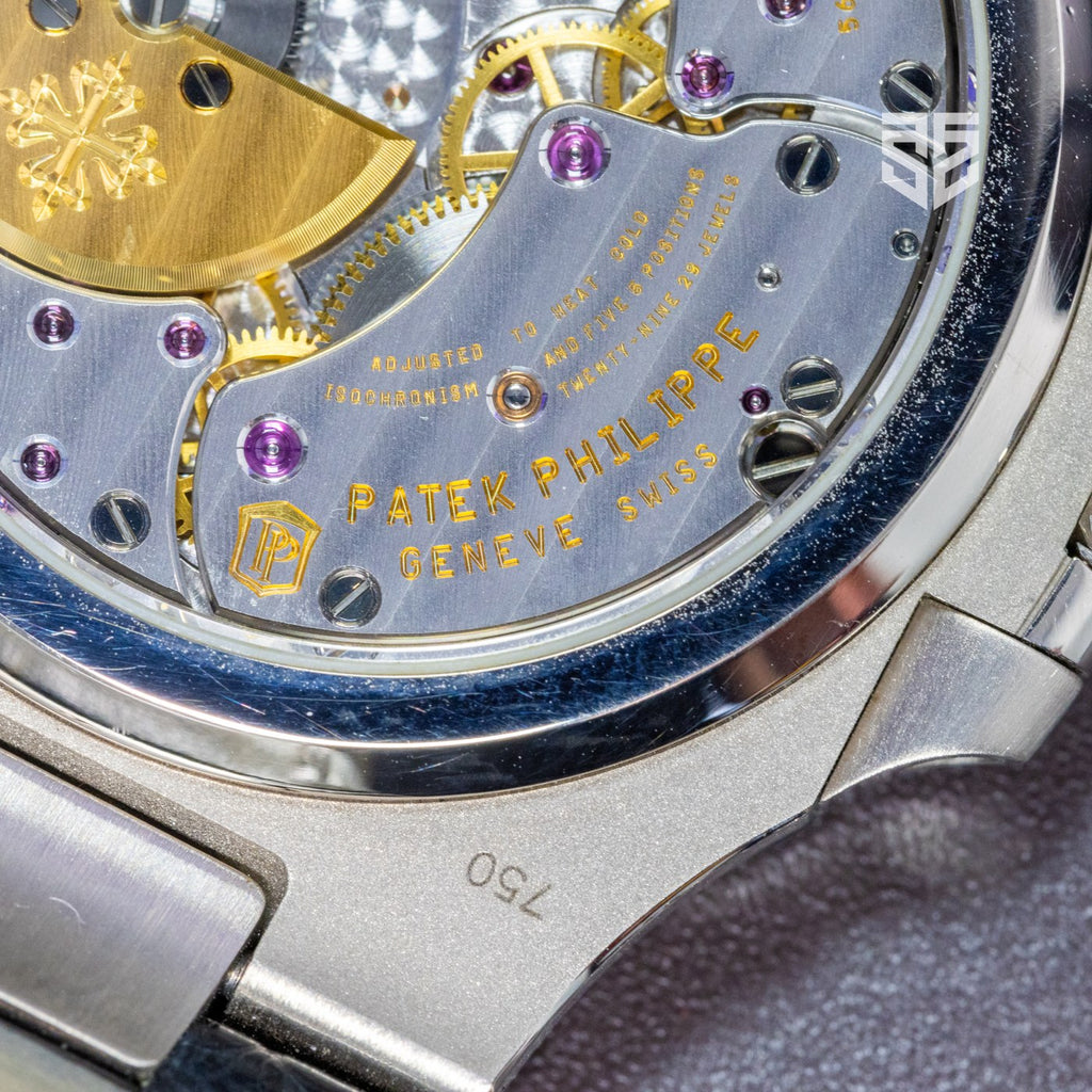 Patek Philippe Nautilus 5712G dial detail — The Smiling Second, Melbourne