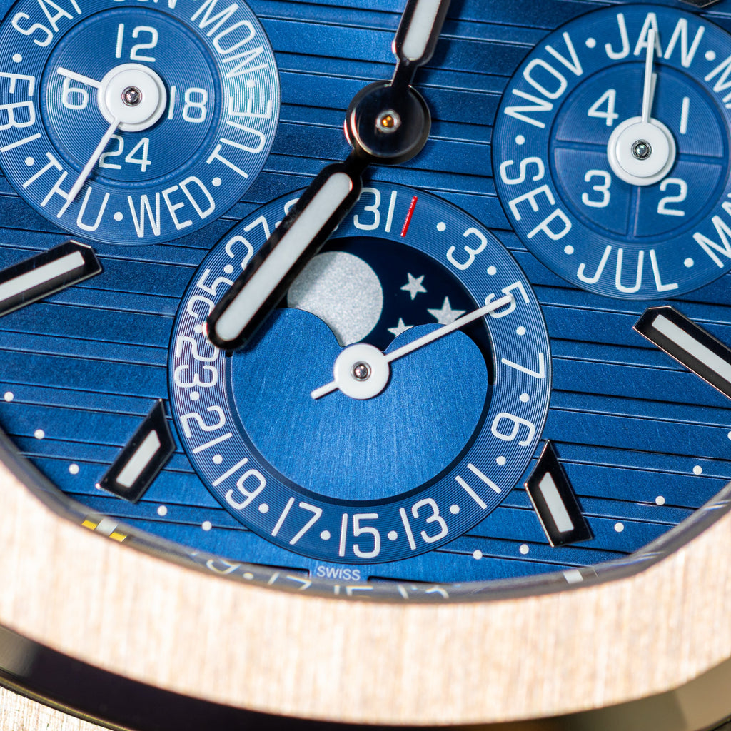 Patek Philippe Nautilus Perpetual Calendar 5740/1G 2023 detail — The Smiling Second, Melbourne