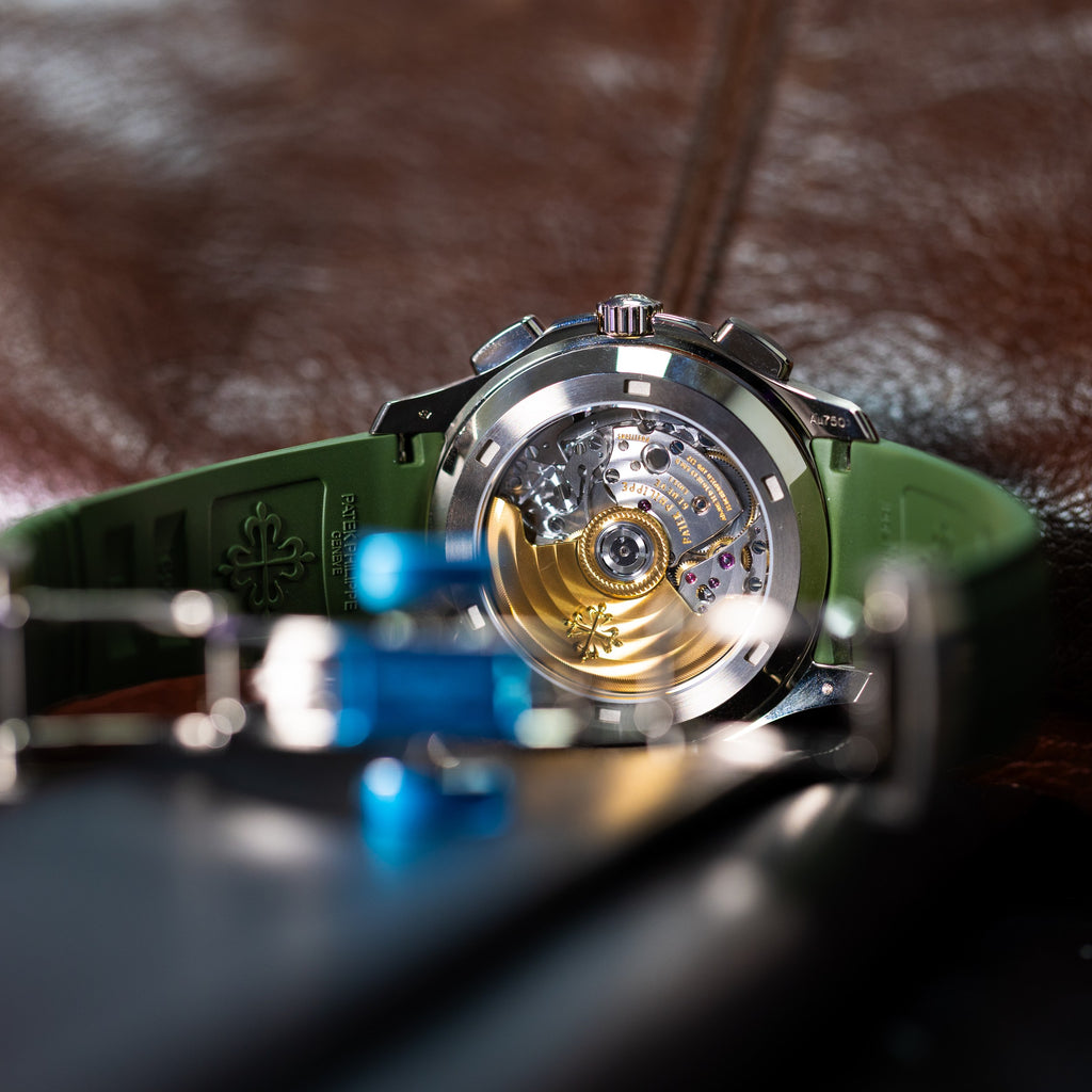 Patek Philippe Aquanaut Chronograph 5968G 2024 detail — The Smiling Second, Melbourne