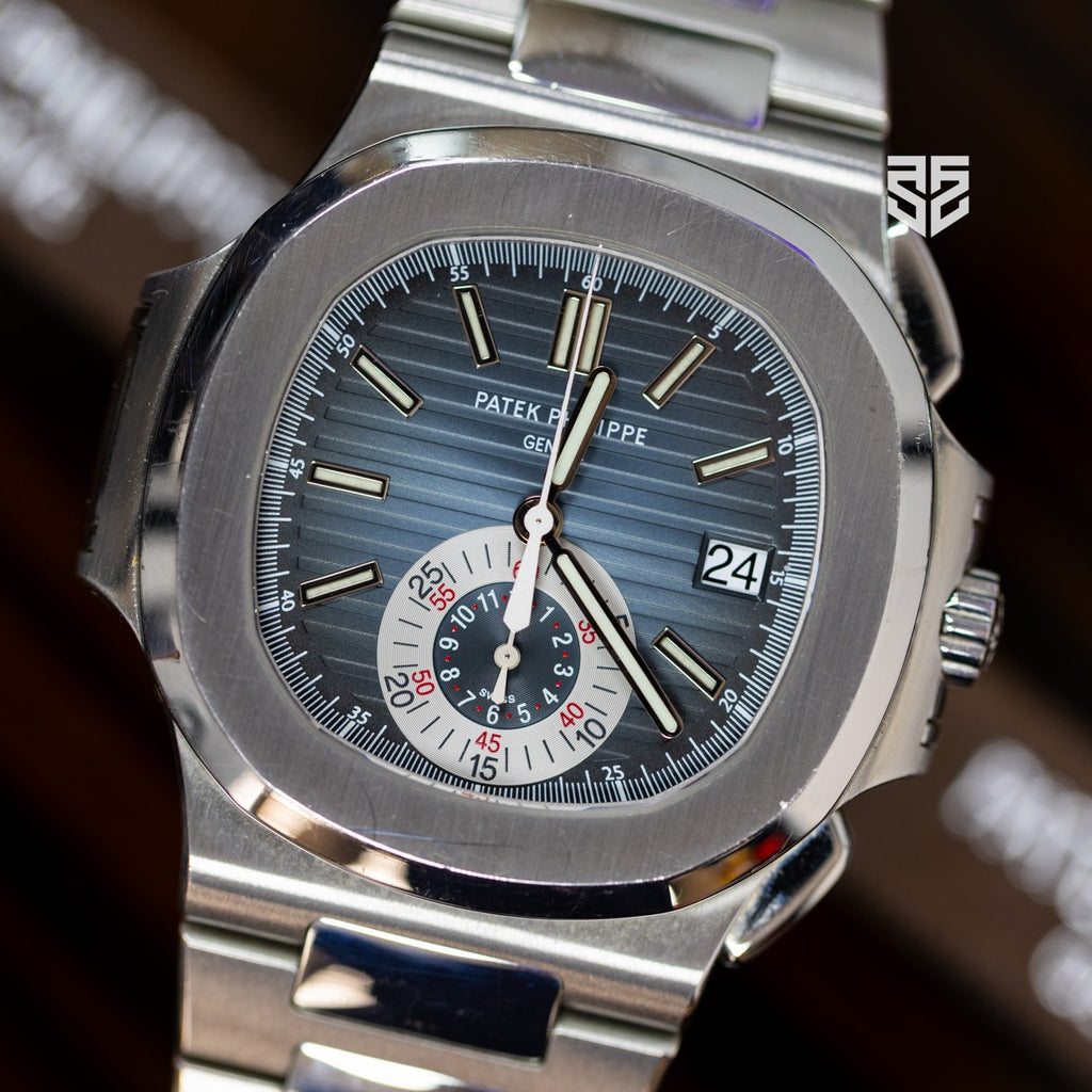 Patek Philippe Nautilus 5980/1A blue 2010 dial — The Smiling Second, Melbourne