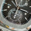 Patek Philippe Nautilus Travel Time Chronograph 5990/1A 2015 dial detail — The Smiling Second, Melbourne