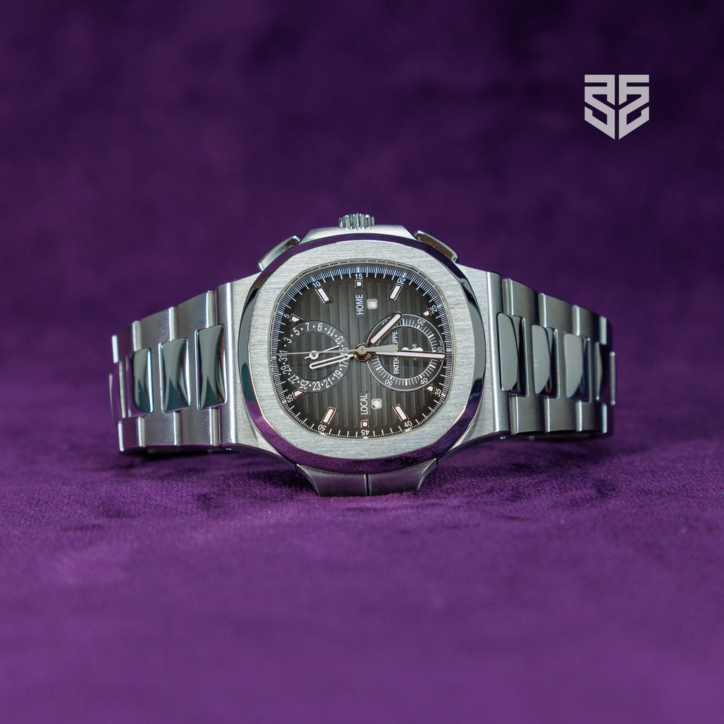 Patek Philippe Nautilus Travel Time Chronograph 5990/1A 2015 dial — The Smiling Second, Melbourne
