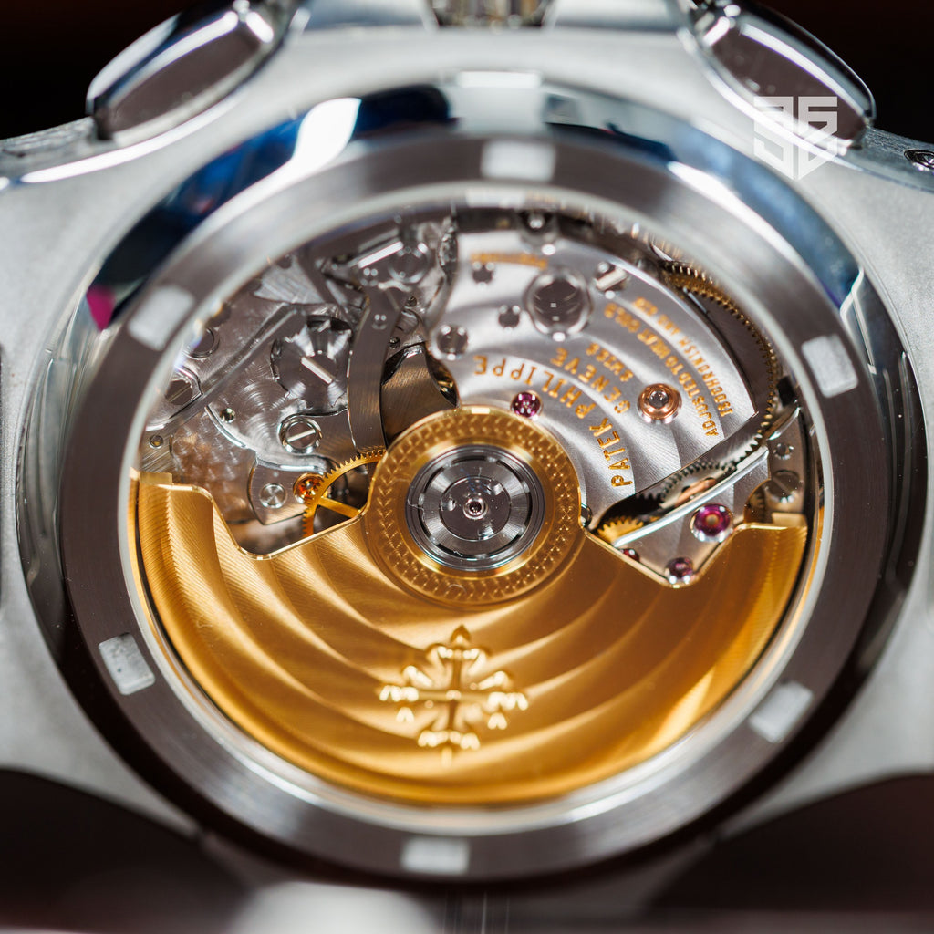 Patek Philippe Nautilus Travel Time Chronograph 5990/1A 2015 movement through the caseback — The Smiling Second, Melbourne