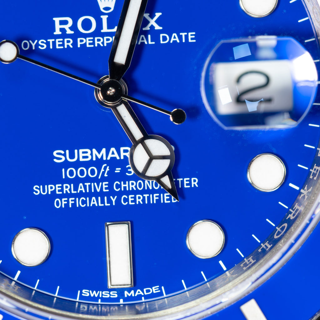 Rolex Submariner 'Smurf' 116619LB 2018 detail — The Smiling Second, Melbourne