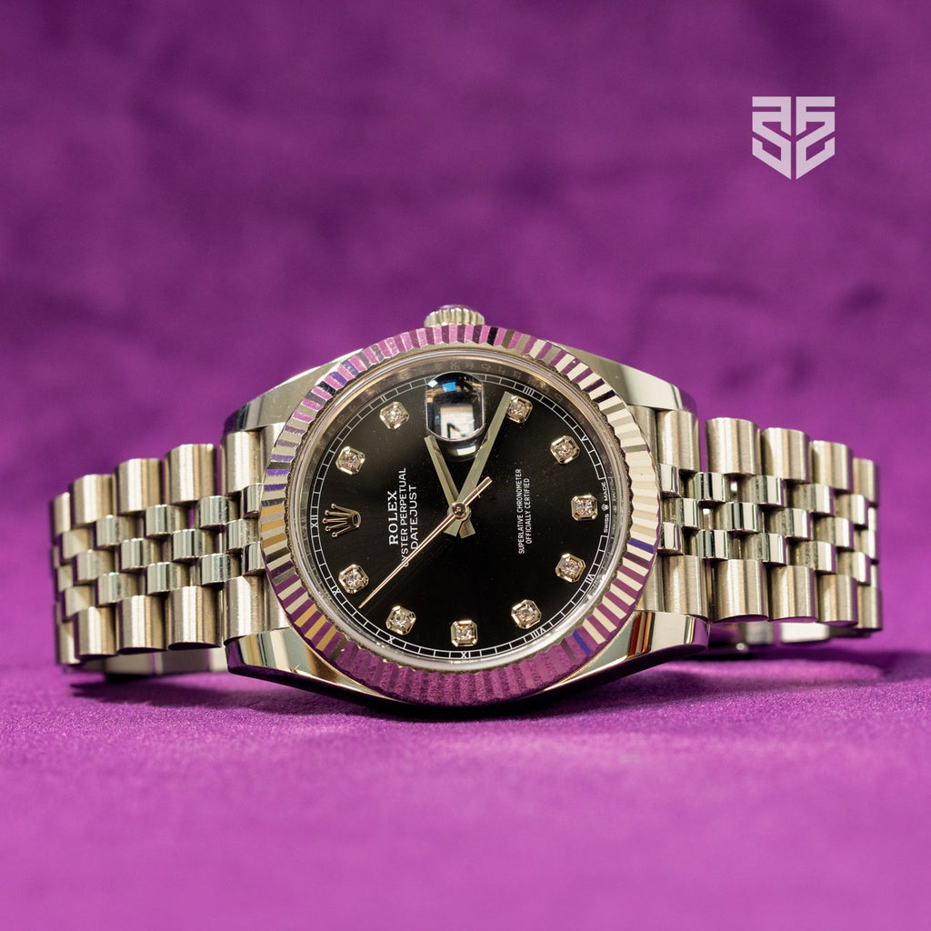 Rolex Datejust 41 black diamond dial 126334 2024 dial — The Smiling Second, Melbourne