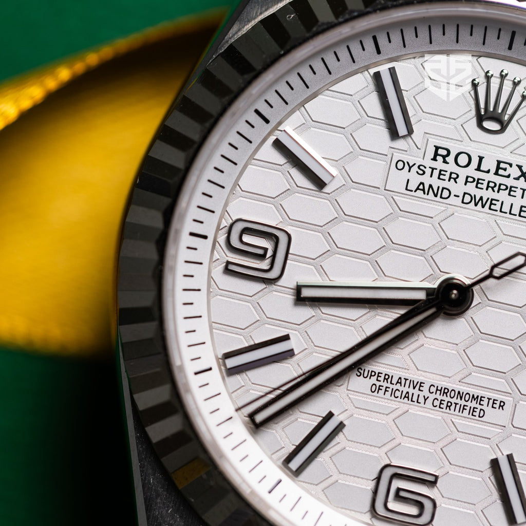 Rolex Land-Dweller 127334 dial detail — The Smiling Second, Melbourne
