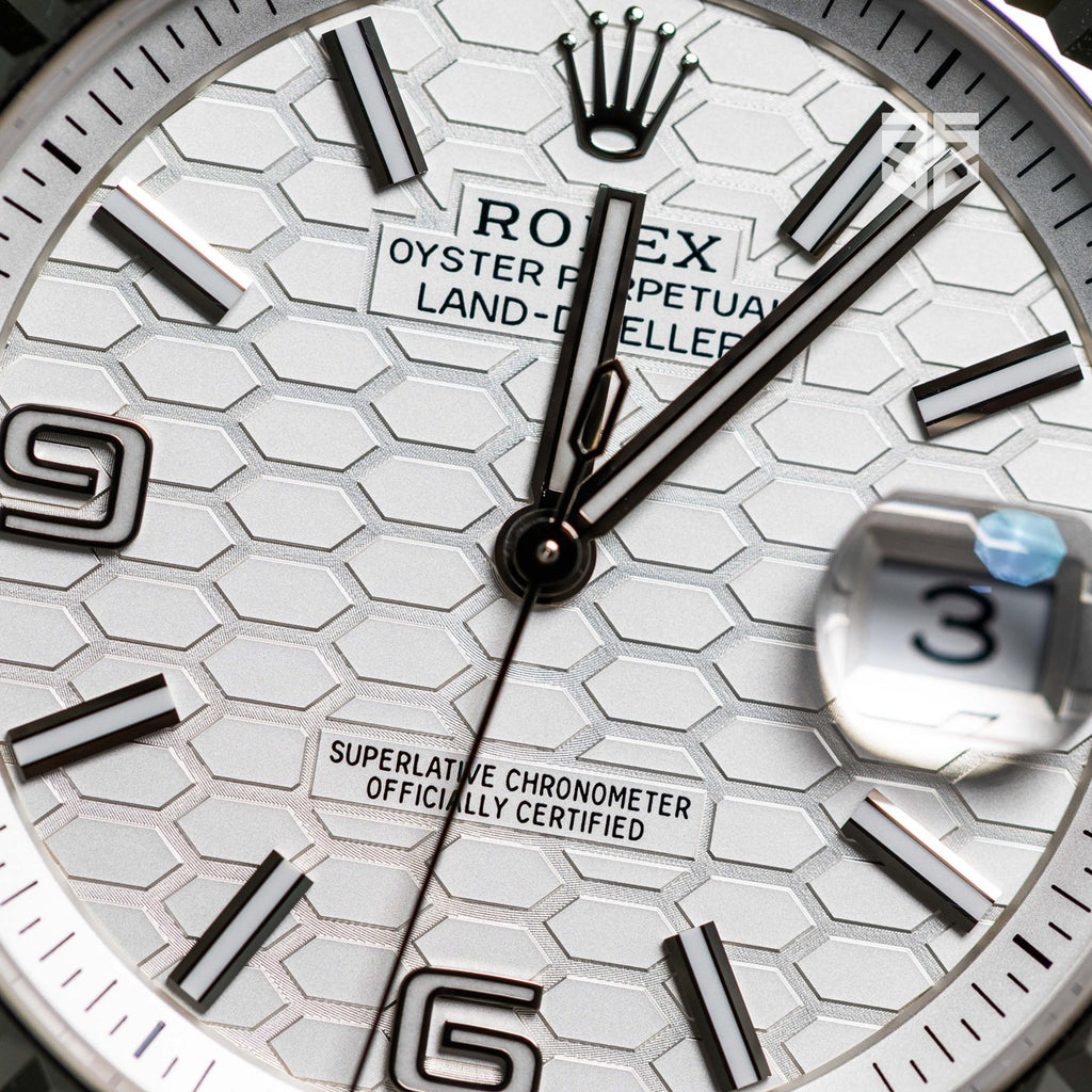 Rolex Land-Dweller 127334 dial detail — The Smiling Second, Melbourne