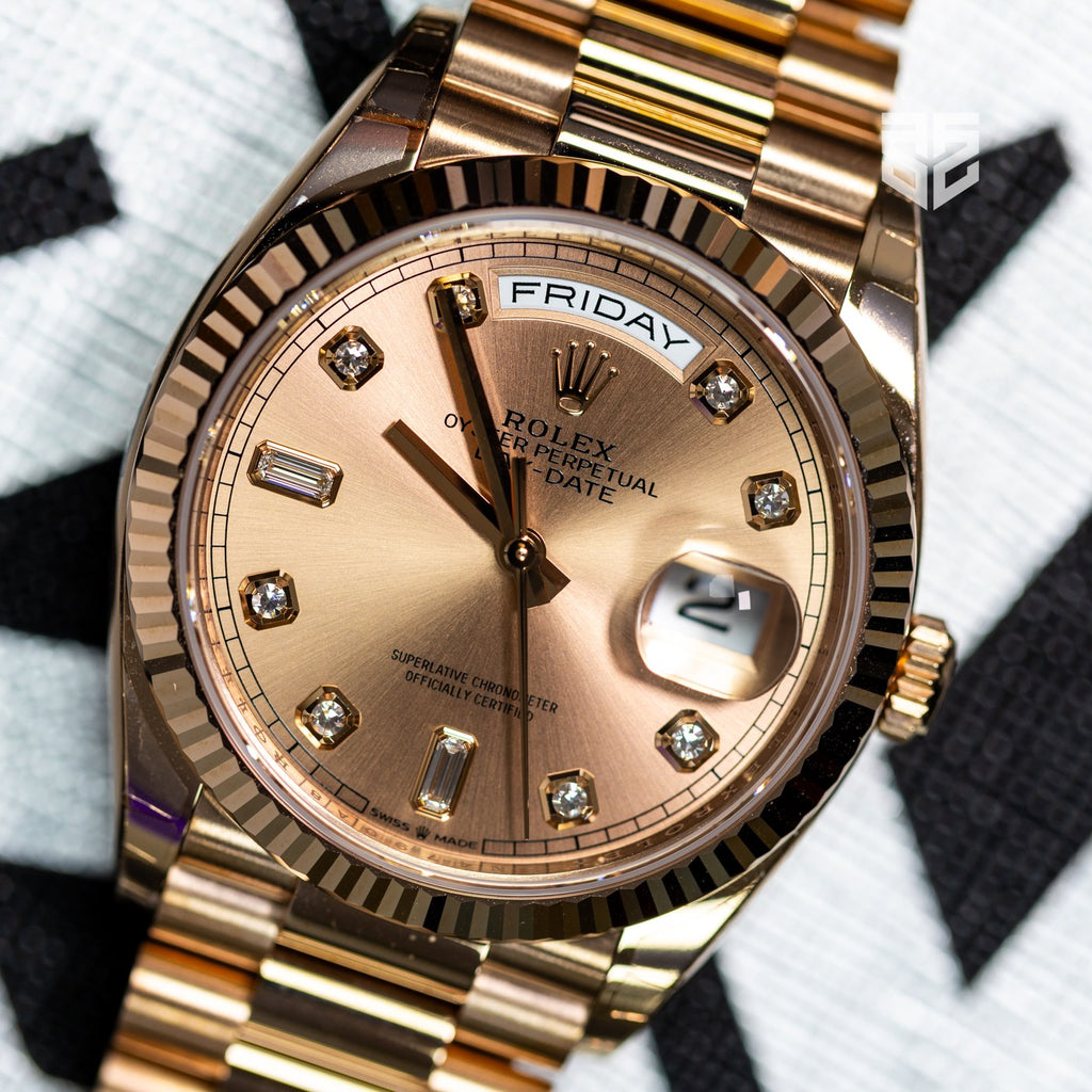 Rolex Day-Date 36 128235 dial detail — The Smiling Second, Melbourne