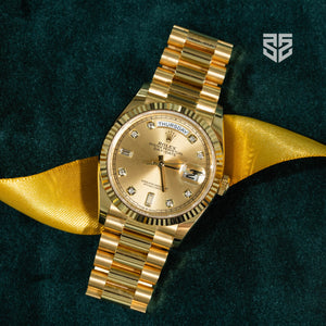 Rolex Day-Date 36 Yellow Gold Champagne Diamond 128238 2024