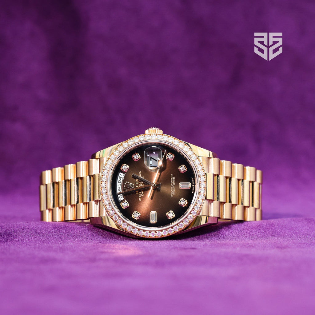 Rolex Day-Date 36 128345RBR dial — The Smiling Second, Melbourne