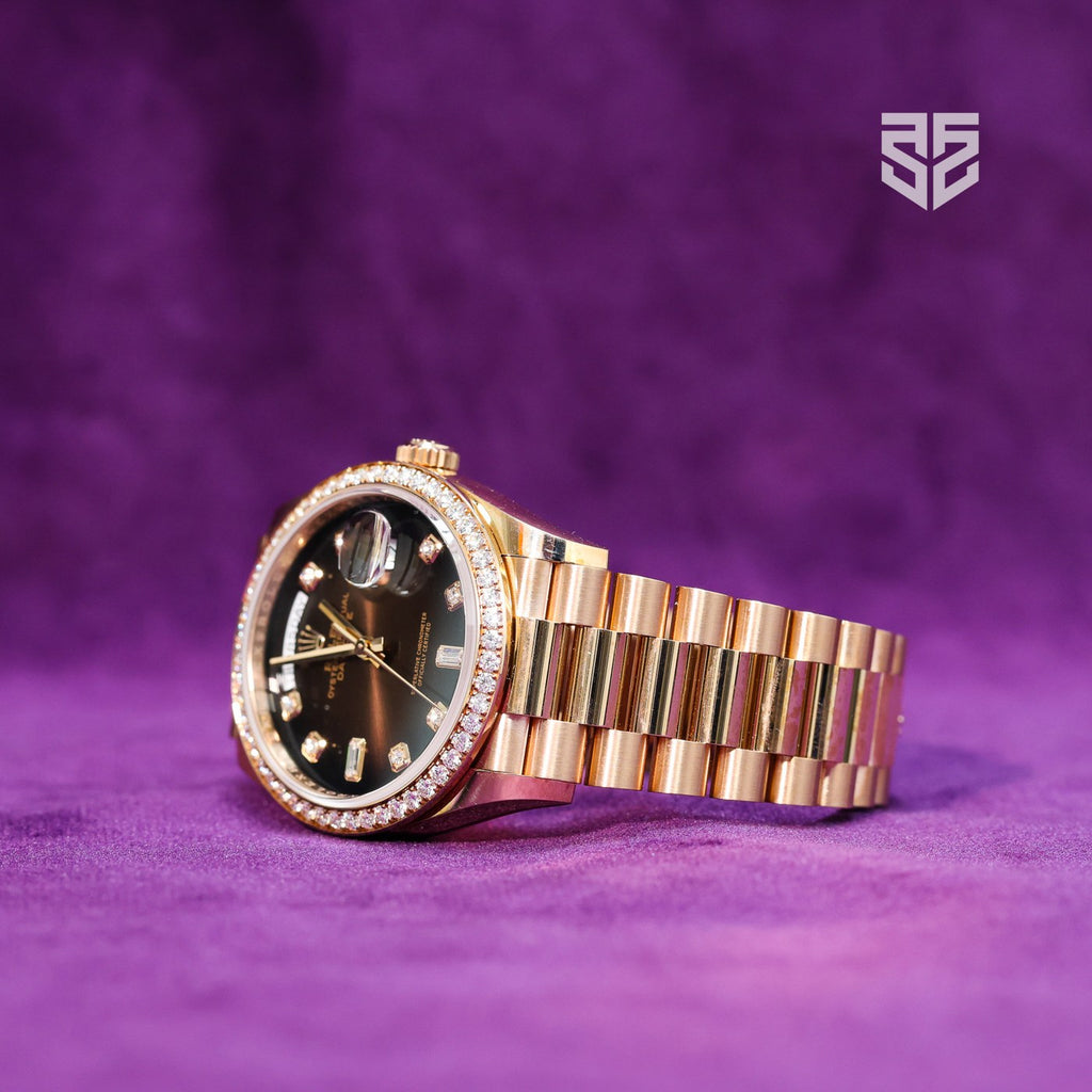 Rolex Day-Date 36 128345RBR case profile — The Smiling Second, Melbourne