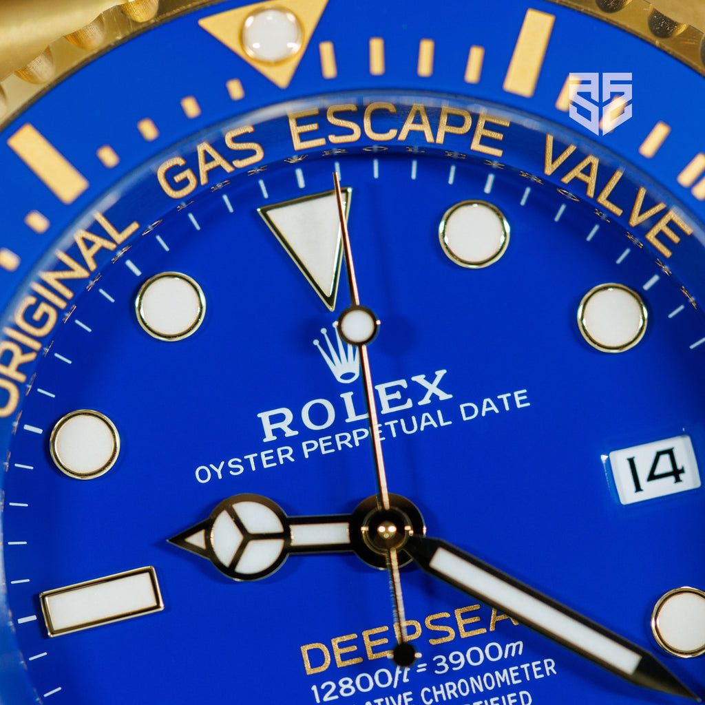 Rolex Deepsea Yellow Gold 136668LB 2024 dial detail — The Smiling Second, Melbourne