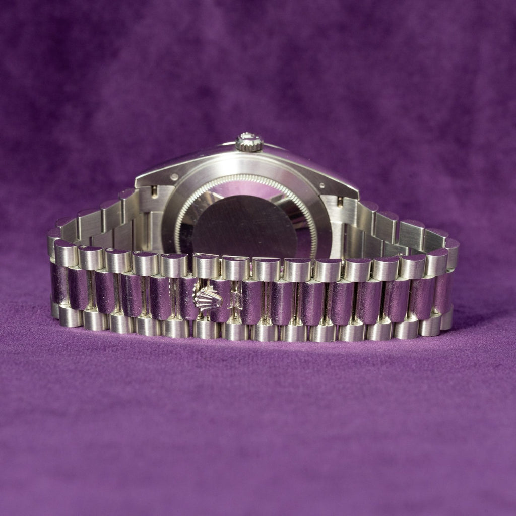 Rolex Day-Date 40 platinum Arabic 228206 2017 bracelet clasp — The Smiling Second, Melbourne
