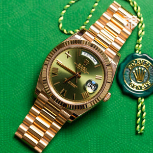 Rolex Day-Date 40 Rose Gold Olive Dial Ref: 228235 2022