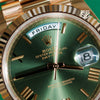 Rolex Day-Date 40 Everose Olive 228235 2023 dial detail — The Smiling Second, Melbourne