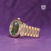 Rolex Day-Date 40 Everose Olive 228235 2023 case and bracelet at an angle — The Smiling Second, Melbourne