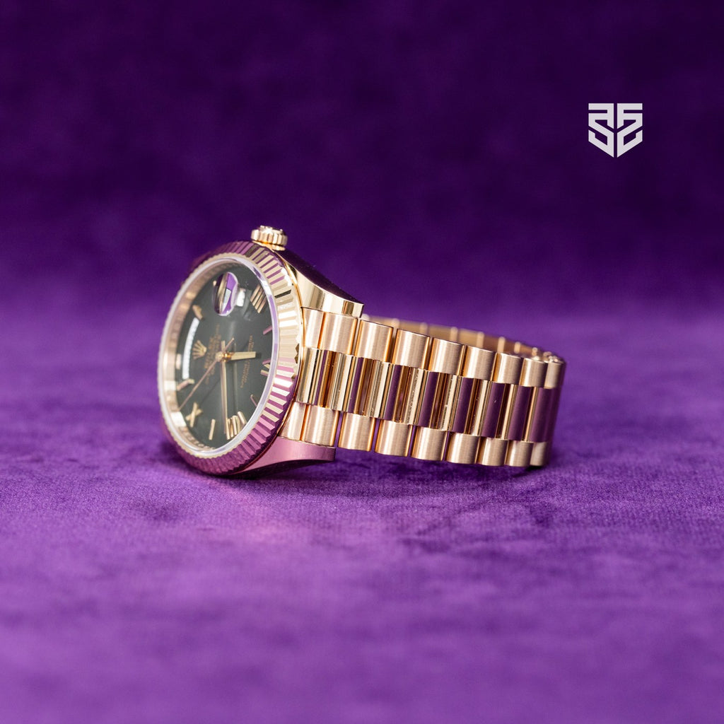 Rolex Day-Date 40 228235 slate ombre 2025 case profile — The Smiling Second, Melbourne