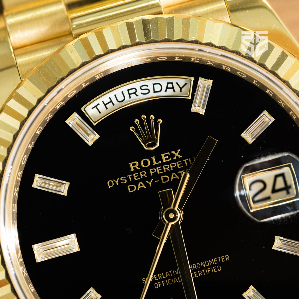 Rolex Day-Date 40 228238 2024 dial detail — The Smiling Second, Melbourne