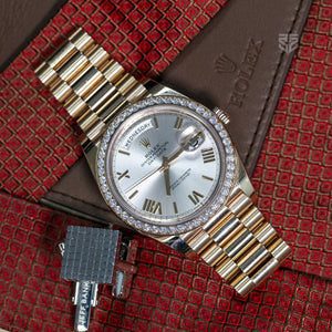 Rolex Day-Date 40 Sundust Roman Diamond Bezel Ref: 228345RBR 2023