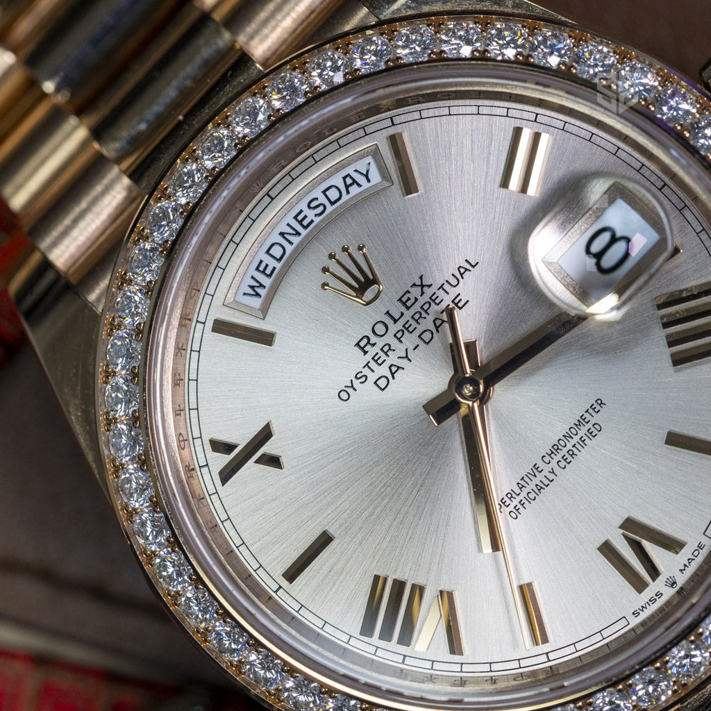 Rolex Day-Date 40 228345RBR dial detail — The Smiling Second, Melbourne