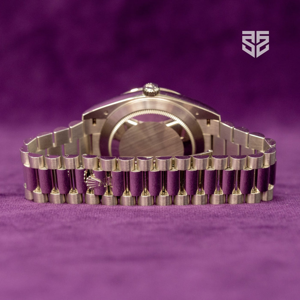 Rolex Day-Date 40 platinum pave 228396TBR 2022 bracelet clasp — The Smiling Second, Melbourne